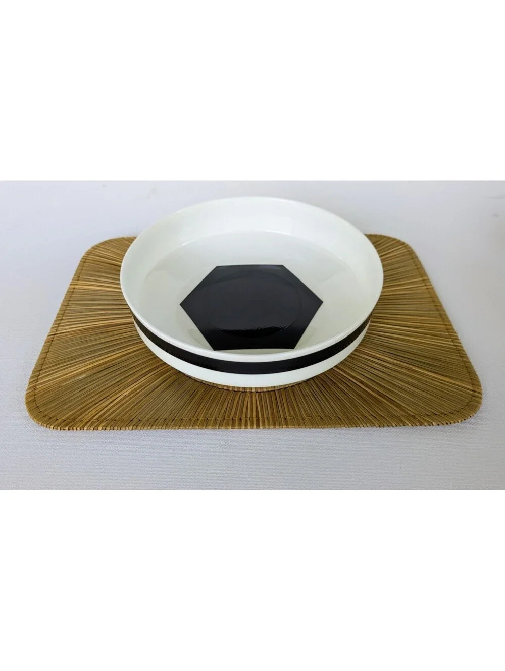 True Vintage Black & White Geometric Bone China Bowls, Mikasa Bakota, late 1970s